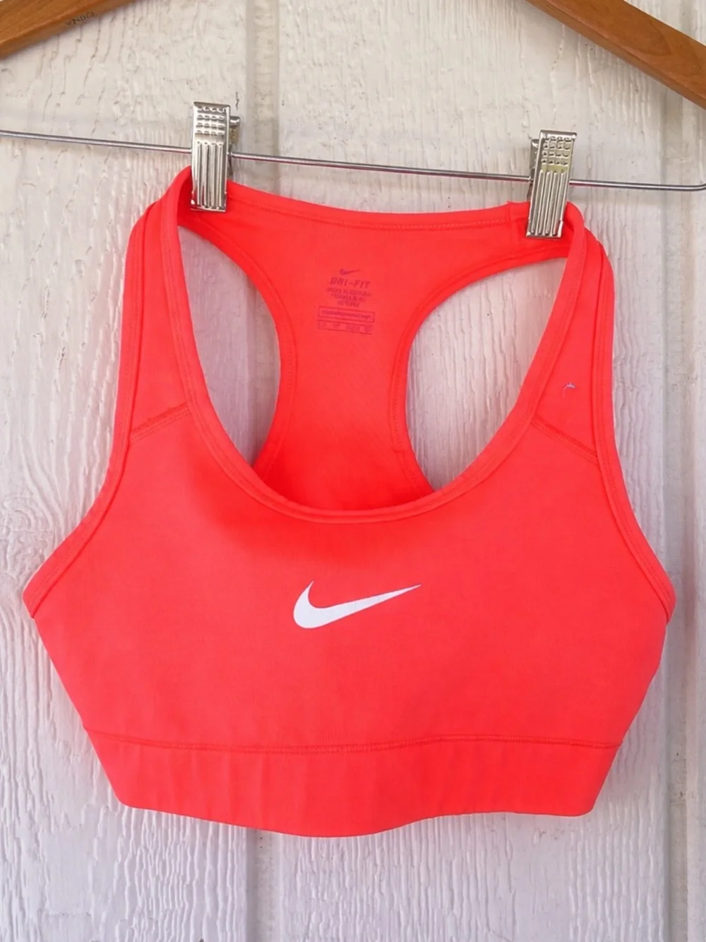 Nike Dri-FIT Neon Coral Sports Bra XS Racerback Athletic Activewear